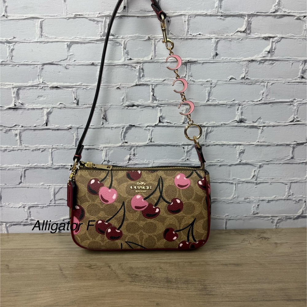 NWT Coach Tan and Pink Nolita 19 With Cherry Print Stlyed Set